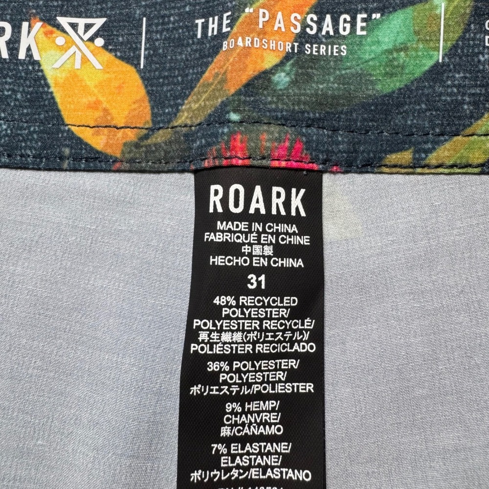 ROARK Passage Size 31 Boardshorts Men's Floral Hemp Blend Swimsuit Trunks Surfer - Picture 5 of 12